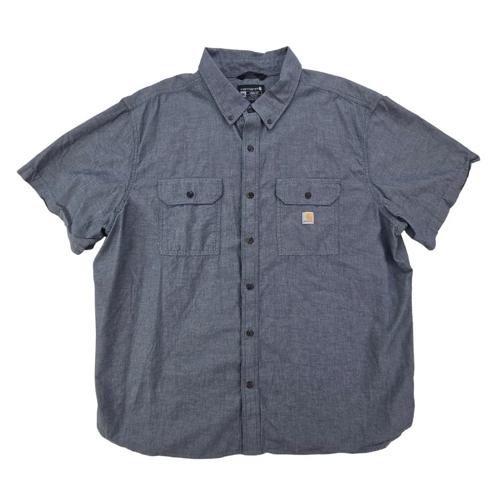 Carhartt TW4369-M Chambray Shirt Mens 3XL Blue Loose Fit Short Sleeve Work